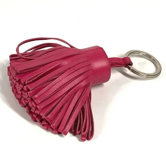 HERMES Fringe tassel Carmen Bag Charm Key Holder Leather / Metal pink - Picture 3 of 8